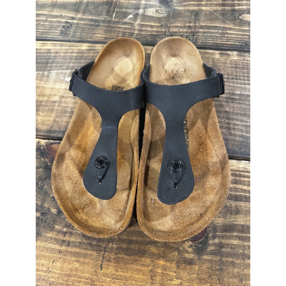 Birkenstock Gizeh Sandals Black T-Strap Cork Footbed EU 39 US 8-8.5